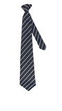 Longfield Navy with Silver Thin Stripe Clip On Tie - 16