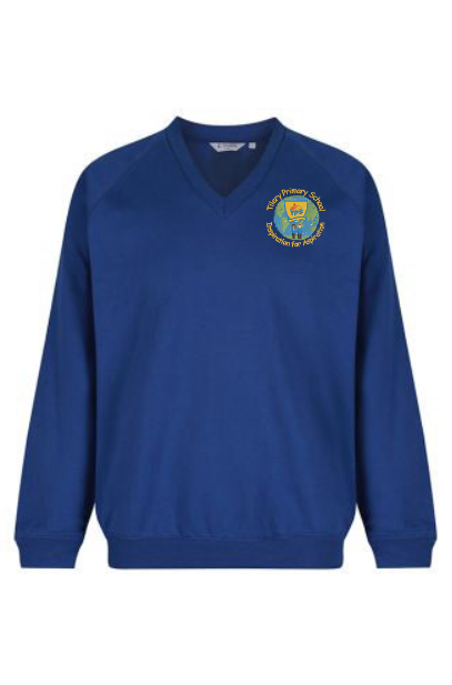 Tilery Primary Royal Blue Trutex V Neck Sweatshirt