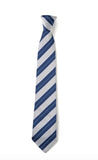 Carmel Navy, White and Blue Striped Clip On Tie